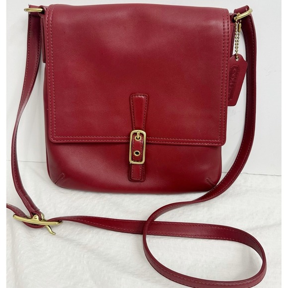 Vinatge Coach Legacy Flap Red Leather Crossbody Messenger Handbag 9592 - Picture 1 of 16